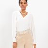 Clothing Loft | Textured Cozy Puff Sleeve V-Neck Top Whisper White