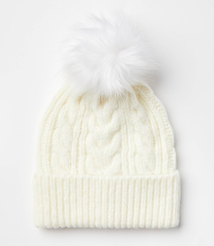 Accessories & Shoes Loft | Cable Pom Pom Beanie Irish Cream