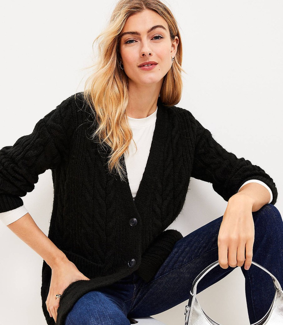 Clothing Loft | Cable Boyfriend Cardigan Black