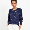 Clothing Loft | Snowflake Clip Smocked Yoke Blouse Deep Space Blue