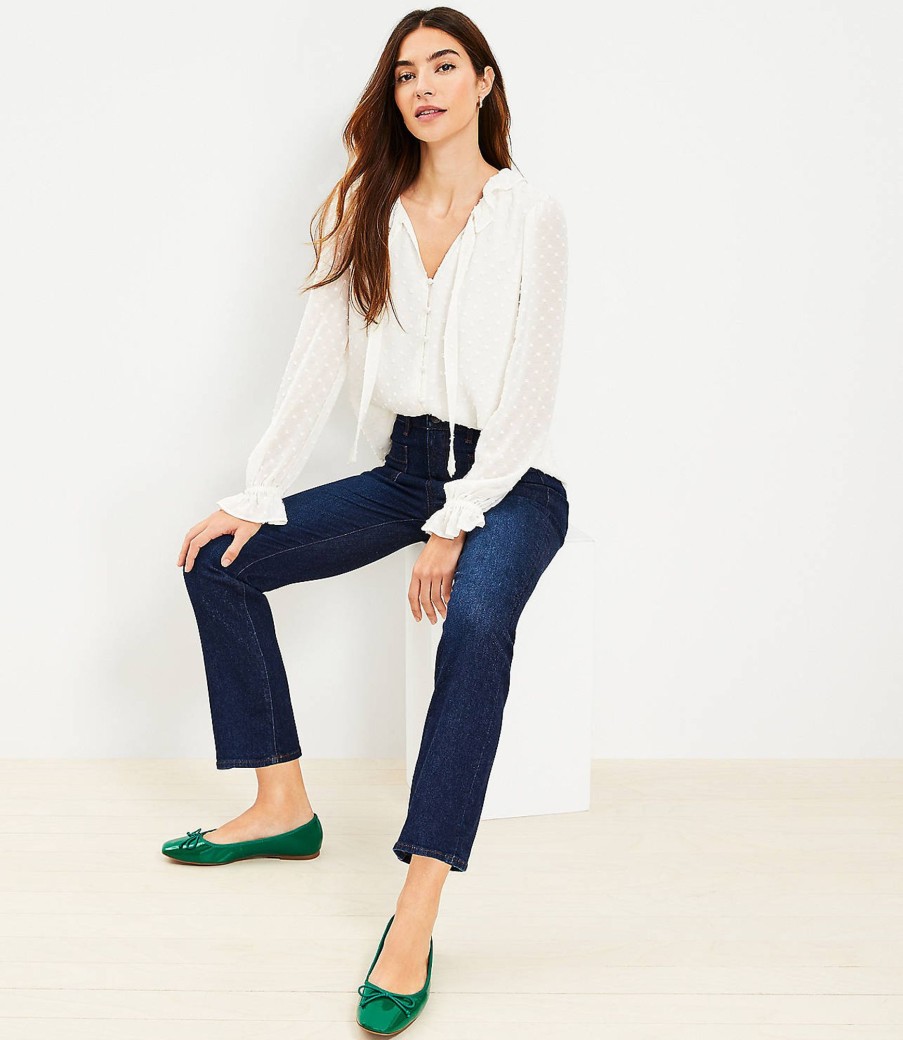 Clothing Loft | Patch Pocket High Rise Kick Crop Jeans In Rinse Wash