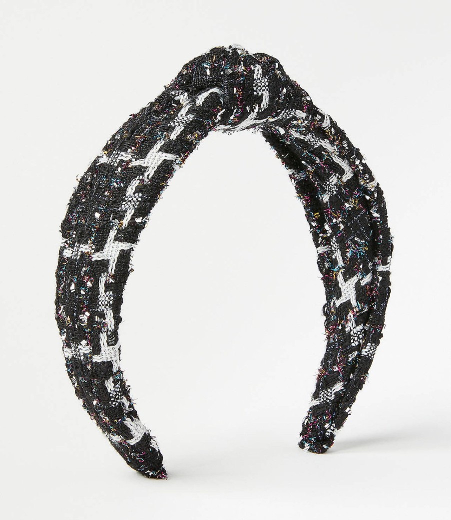 Accessories & Shoes Loft | Shimmer Tweed Knot Headband Black