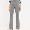 Clothing Loft | Pintucked Pull On Flare Pants In Micro Houndstooth Black/White Multi