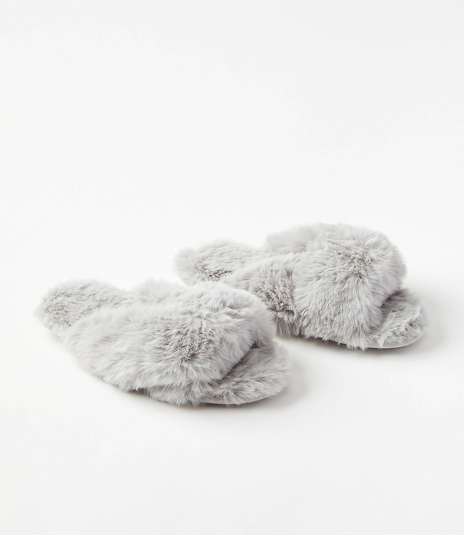 Clothing Loft | Faux Fur Twist Slippers Light SmoWholesale Grey