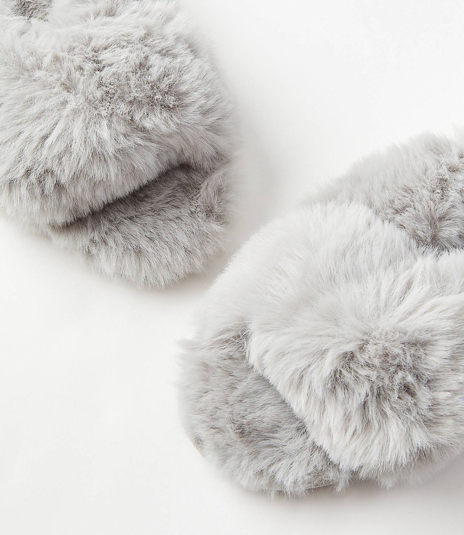 Clothing Loft | Faux Fur Twist Slippers Light SmoWholesale Grey