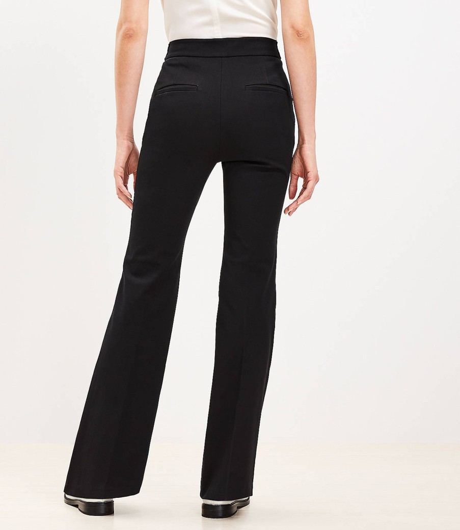 Clothing Loft | Curvy Tab Waist Flare Pants In Melange Bi-Stretch Black