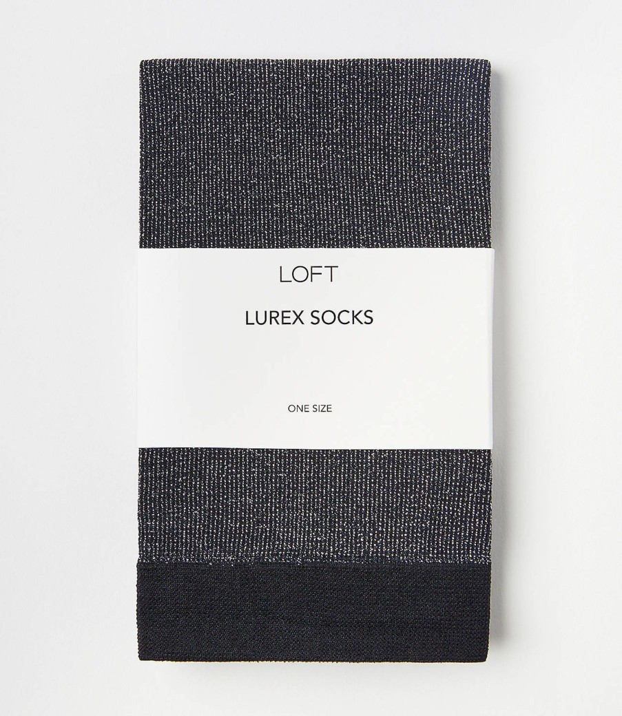 Accessories & Shoes Loft | Shimmer Opaque Ankle Socks Black