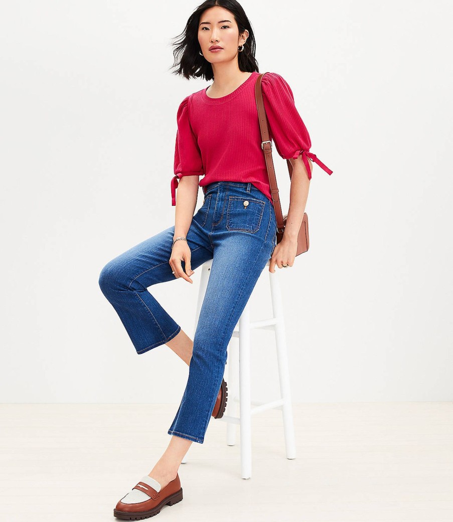 Clothing Loft | Patch Pocket High Rise Kick Crop Jeans In Dark Wash