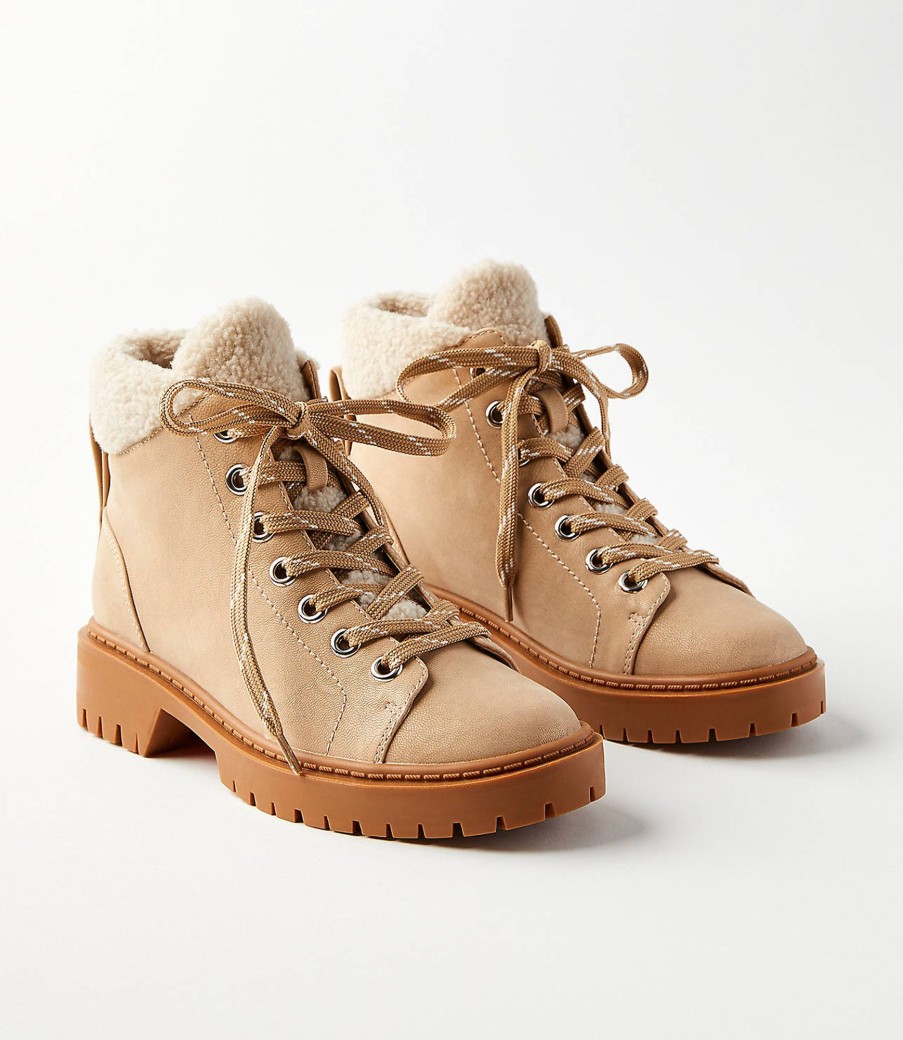 Accessories & Shoes Loft | Sherpa Trim Hiking Boots Sandy Beige