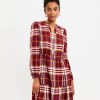 Clothing Loft | Plaid Side Tie Flare Dress Fresh Syrah