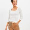 Clothing Loft | Sparkle Puff Sleeve Square Neck Top Whisper White