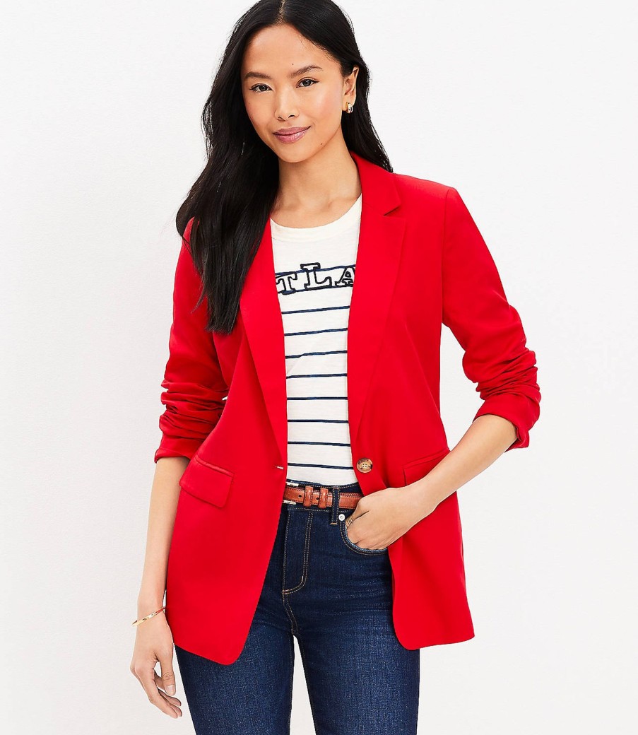 Clothing Loft | Emory Long Modern Blazer Tango Red