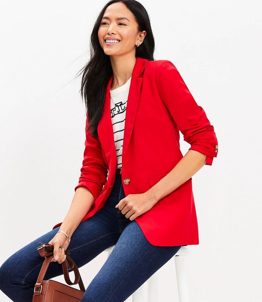 Clothing Loft | Emory Long Modern Blazer Tango Red