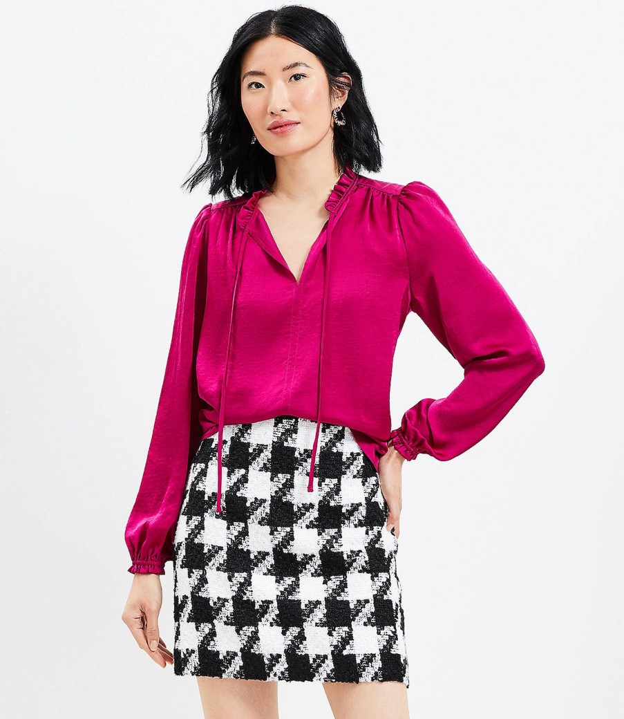 Clothing Loft | Houndstooth Tweed Shift Skirt Whisper White