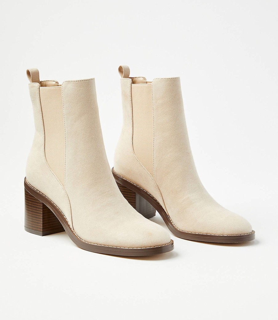 Accessories & Shoes Loft | Block Heel Chelsea Boots Ivory