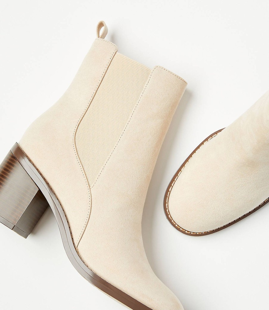 Accessories & Shoes Loft | Block Heel Chelsea Boots Ivory