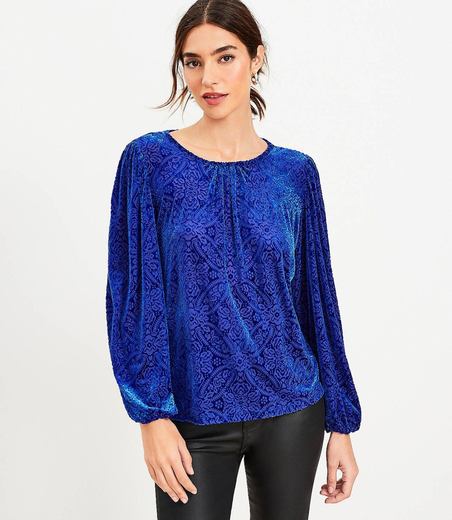 Clothing Loft | Mosaic Cozy Velour Top Cineraria Blue