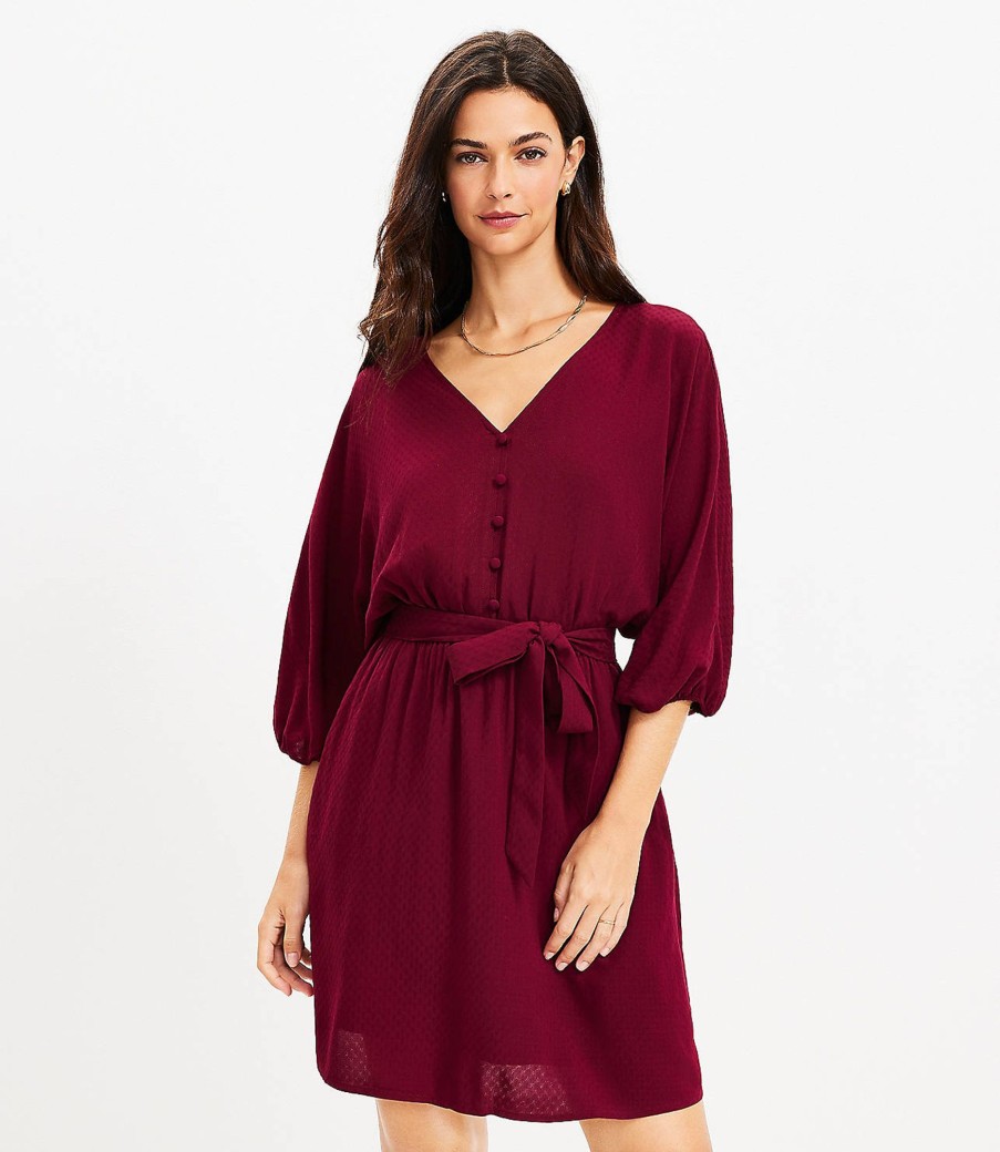 Clothing Loft | Dobby Button Dolman Pocket Dress Magical Plum