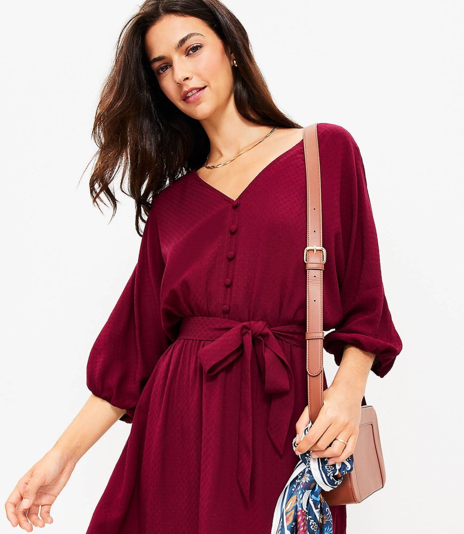 Clothing Loft | Dobby Button Dolman Pocket Dress Magical Plum