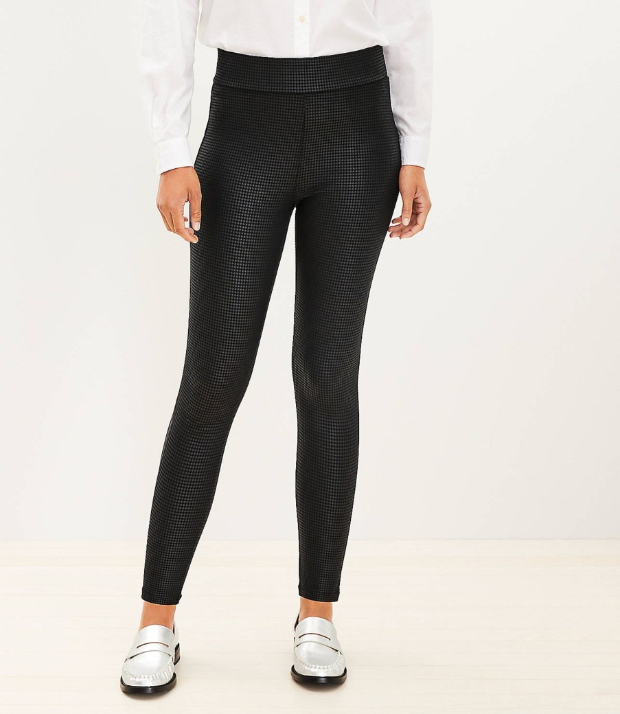 Clothing Loft | Houndstooth Coated Ponte Leggings Black Multi