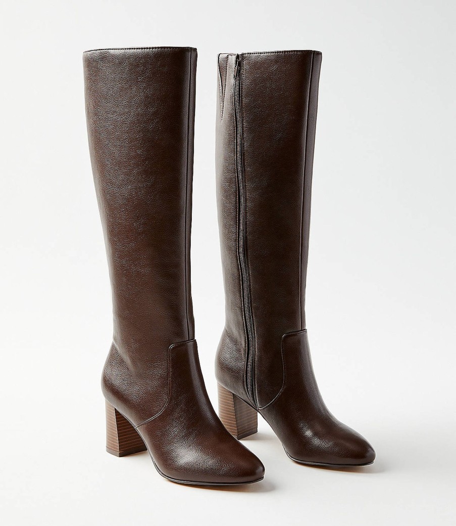 Accessories & Shoes Loft | Heeled Tall Boots Chocolate