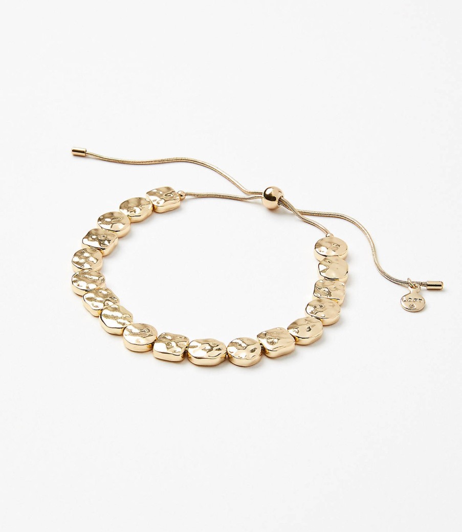 Accessories & Shoes Loft | Textured Disk Pull Tie Bracelet Goldtone