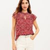 Clothing Loft | Paisley Ruffle Flutter Sleeve Top Tango Red