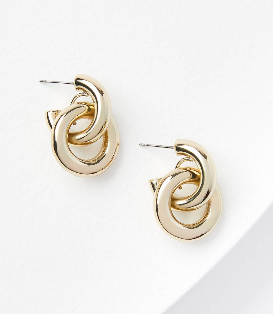 Accessories & Shoes Loft | Chunky Drop Hoop Earrings Goldtone