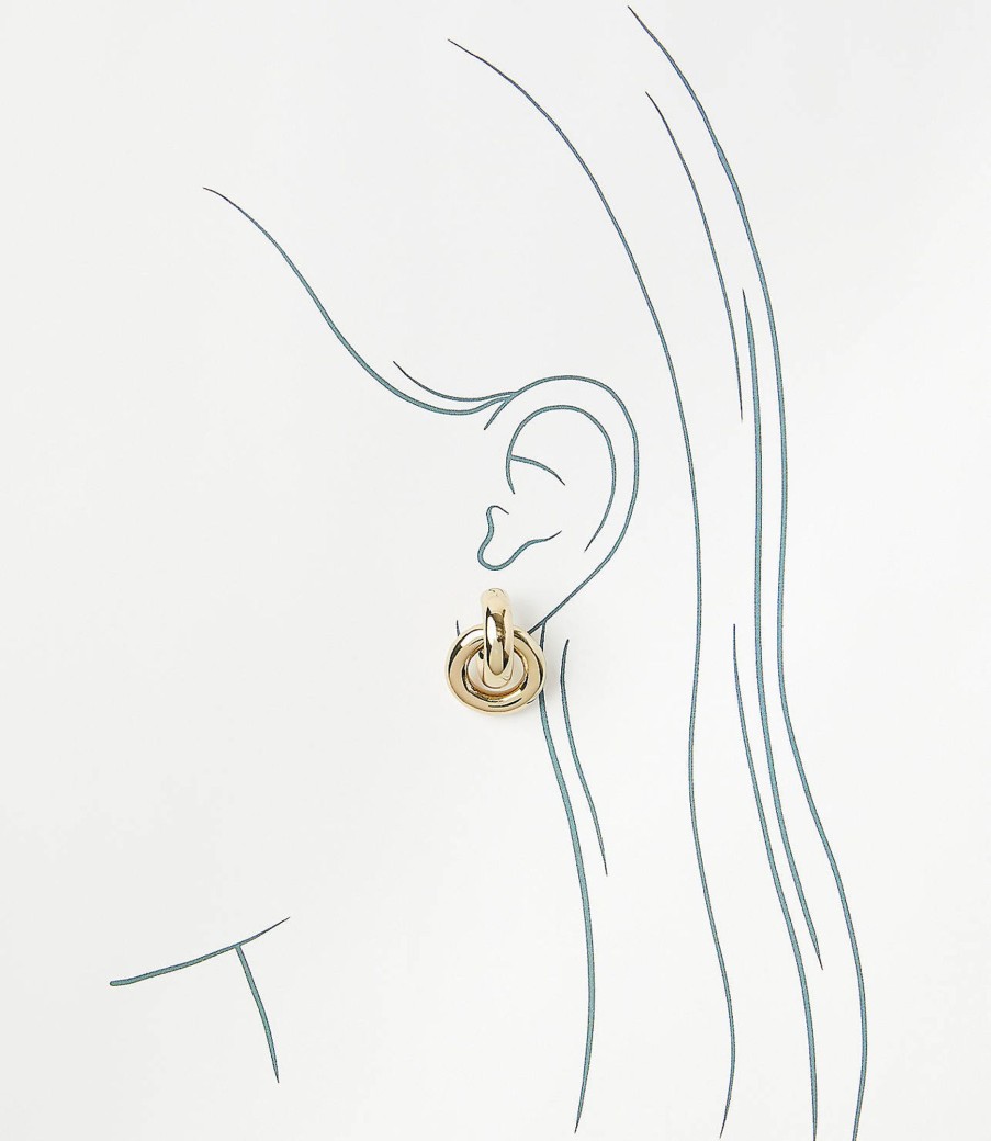 Accessories & Shoes Loft | Chunky Drop Hoop Earrings Goldtone