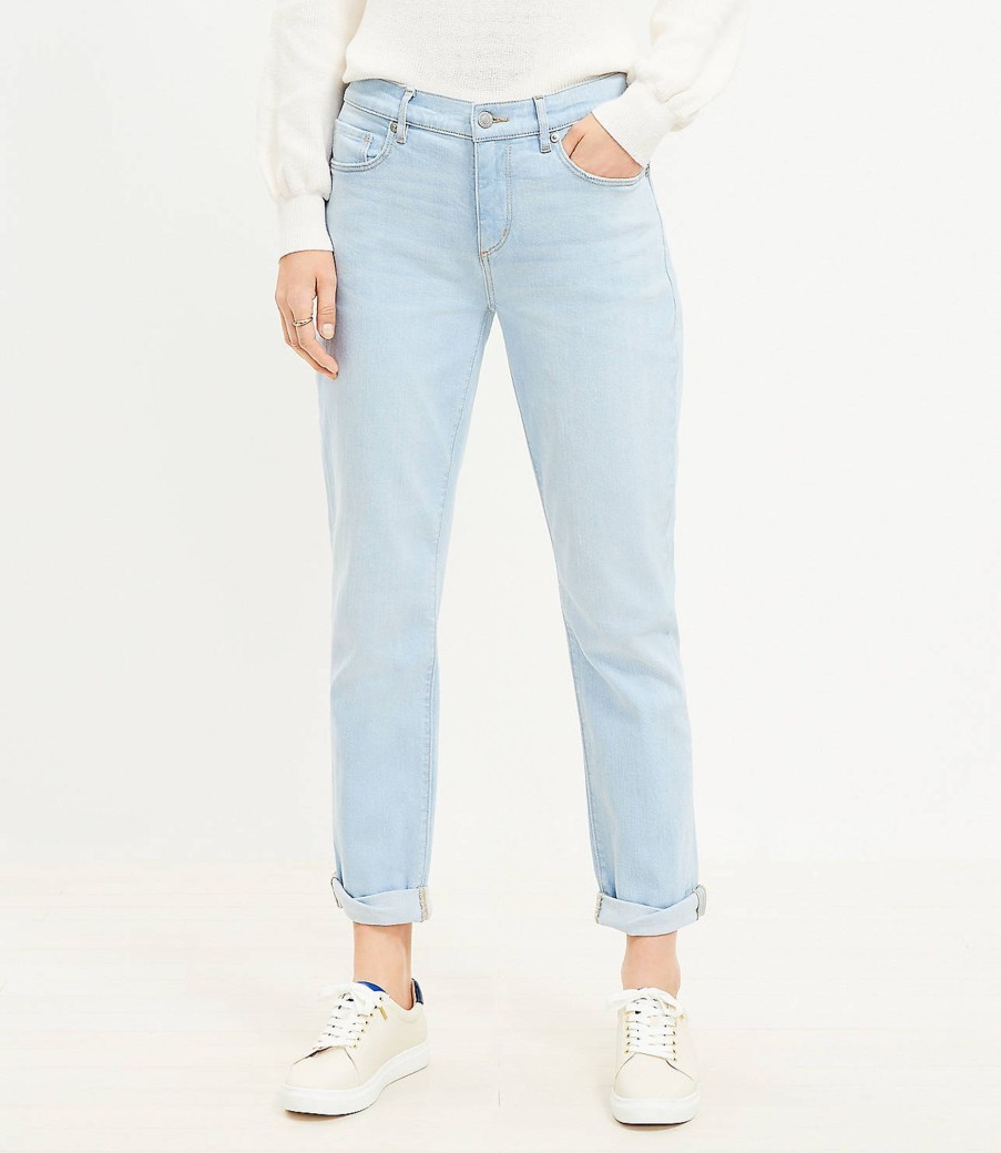 Clothing Loft | Destructed Girlfriend Jeans In Original Light Indigo Wash