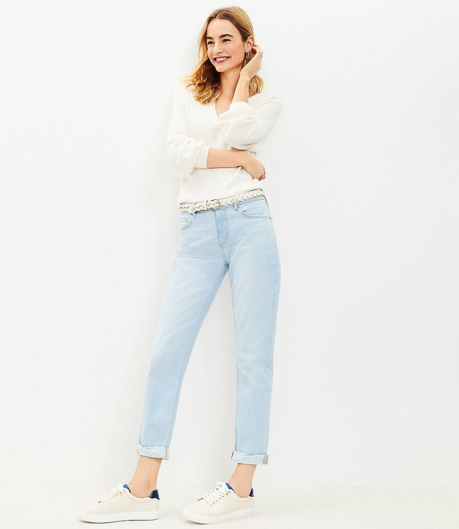 Clothing Loft | Destructed Girlfriend Jeans In Original Light Indigo Wash