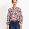 Clothing Loft | Peacock Ruffle Button Blouse White