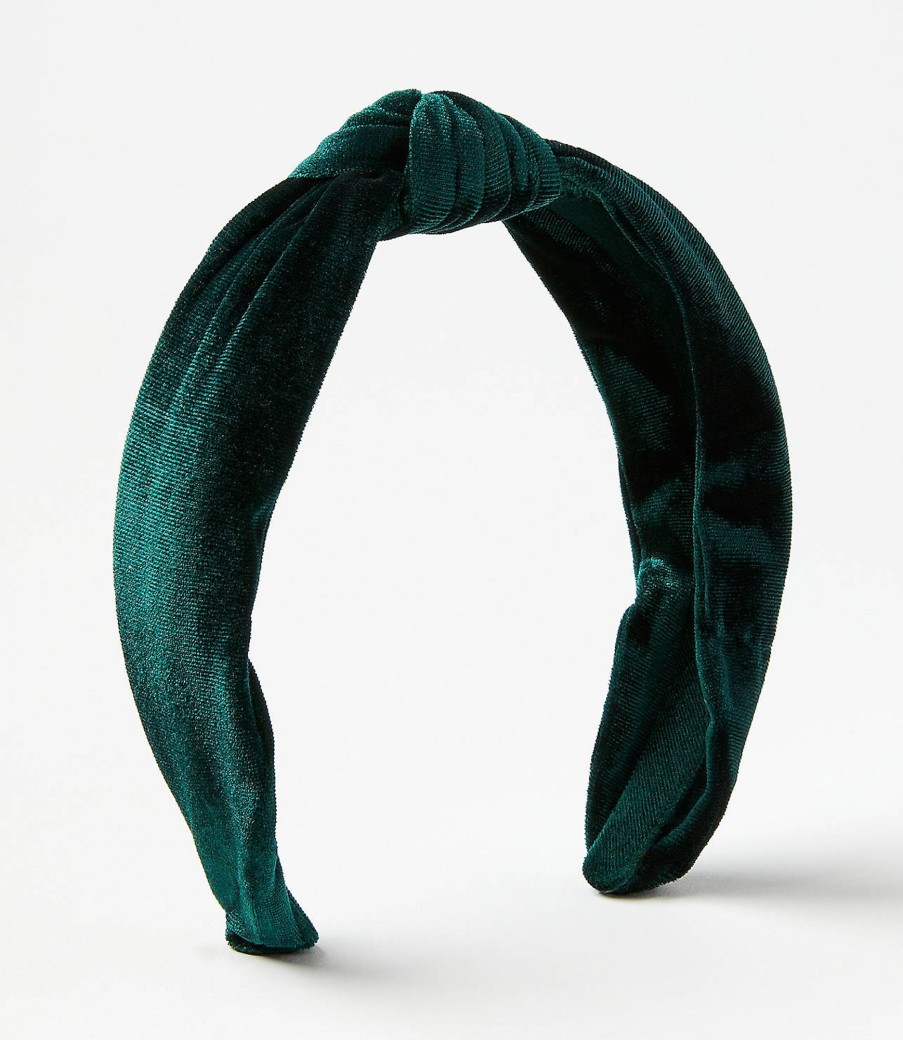 Accessories & Shoes Loft | Velvet Knot Headband Deep Spruce Green