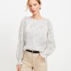 Clothing Loft | Dotted Mixed Media Ruffle Sleeve Top Whisper White