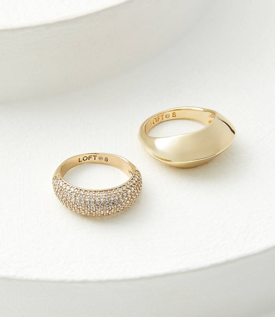 Accessories & Shoes Loft | Crystal Ring Set Goldtone