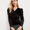 Clothing Loft | Velour Wrap Top Black