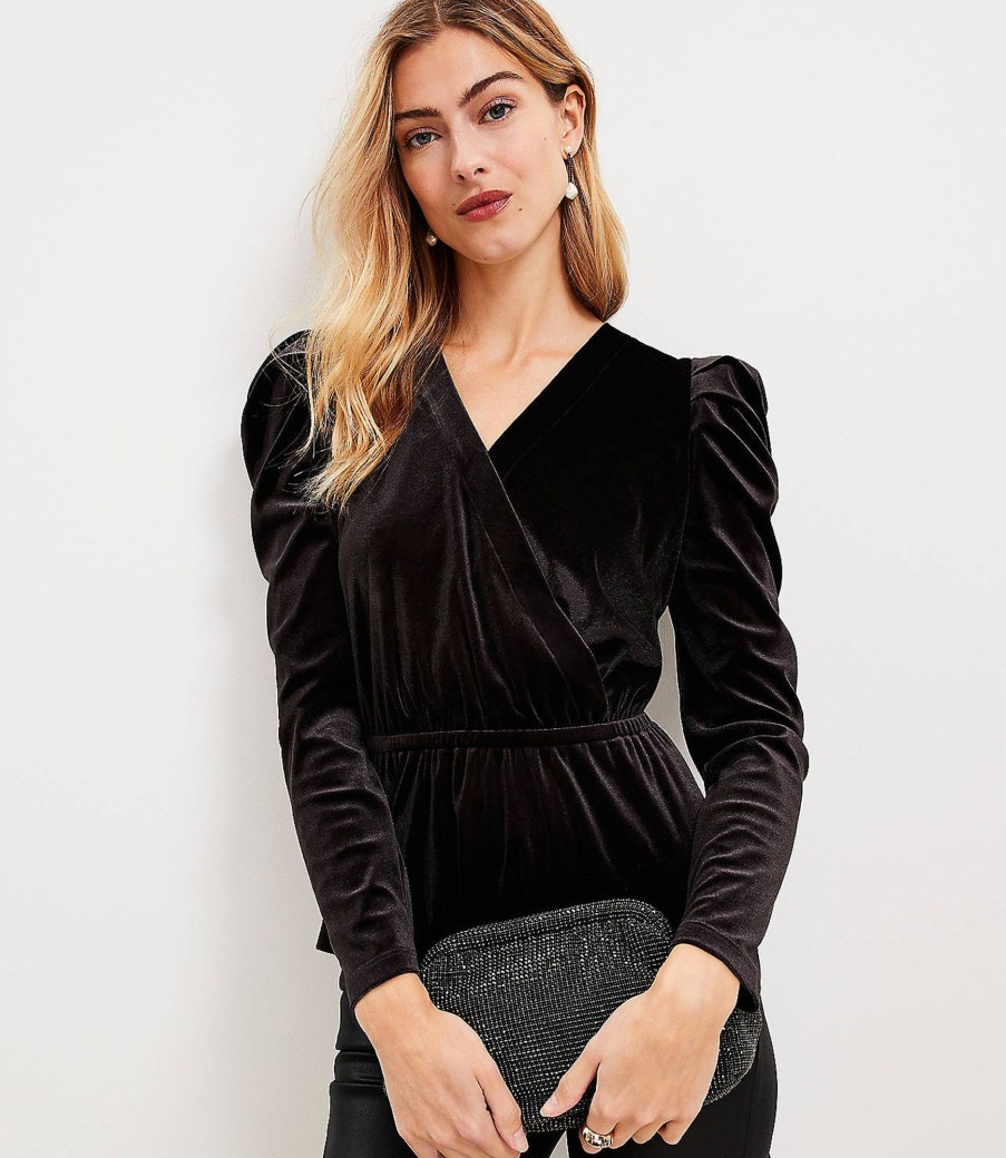 Clothing Loft | Velour Wrap Top Black