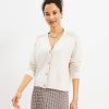 Clothing Loft | Cropped V-Neck Cardigan Pale Pearl Heather