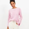 Clothing Loft | Textured Wide Sleeve Boatneck Sweater Pink Multi