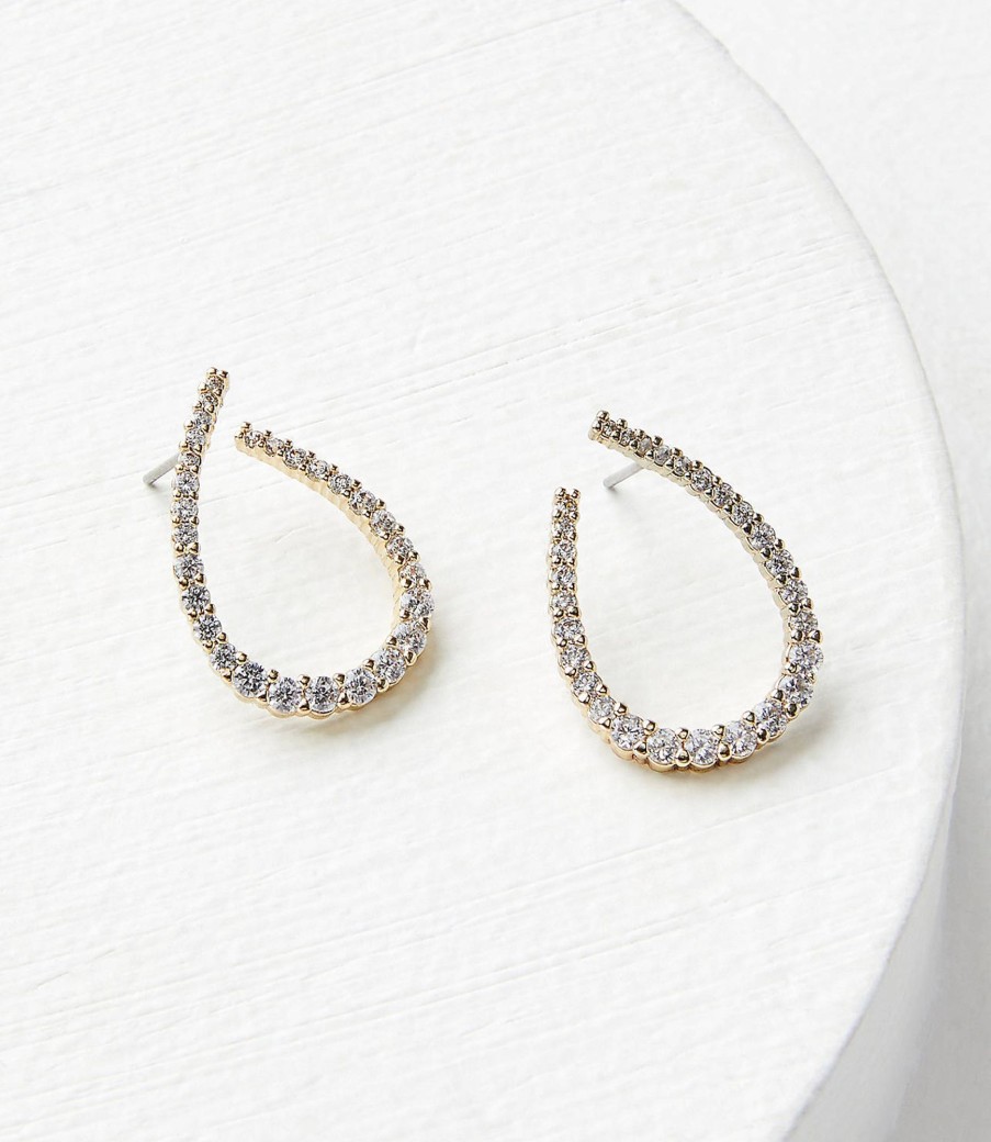 Accessories & Shoes Loft | Crystal Teardrop Earrings Goldtone