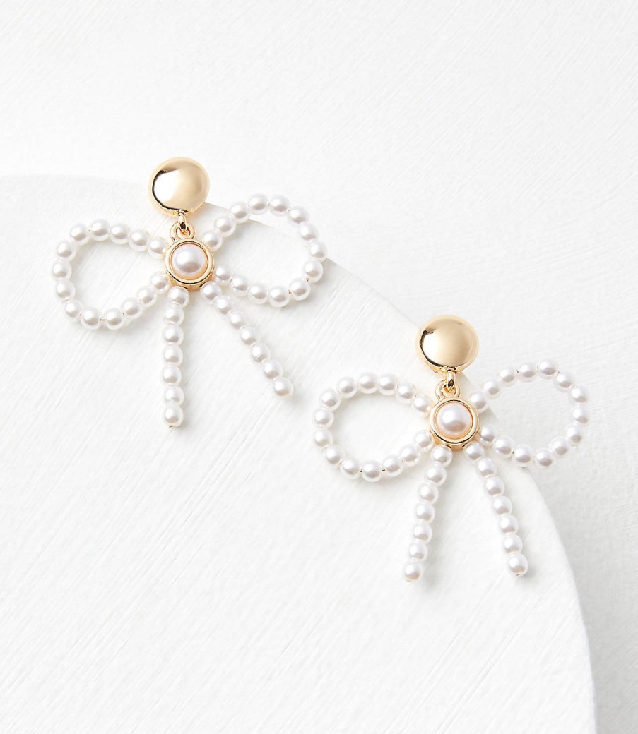 Accessories & Shoes Loft | Pearlized Bow Statement Earrings Fresh Pearl