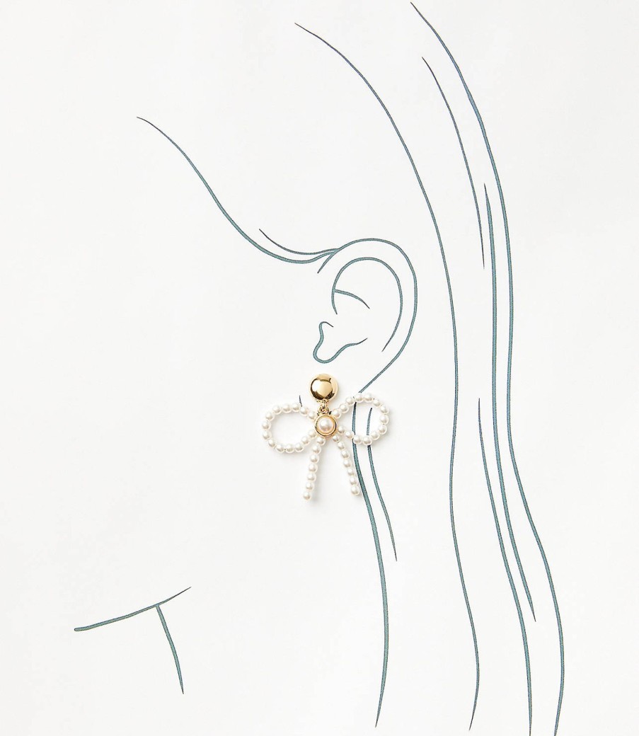 Accessories & Shoes Loft | Pearlized Bow Statement Earrings Fresh Pearl