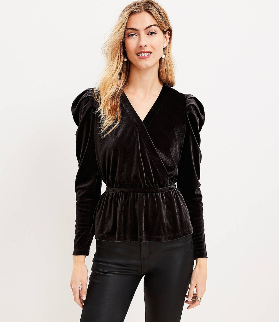 Clothing Loft | Velour Wrap Top Black