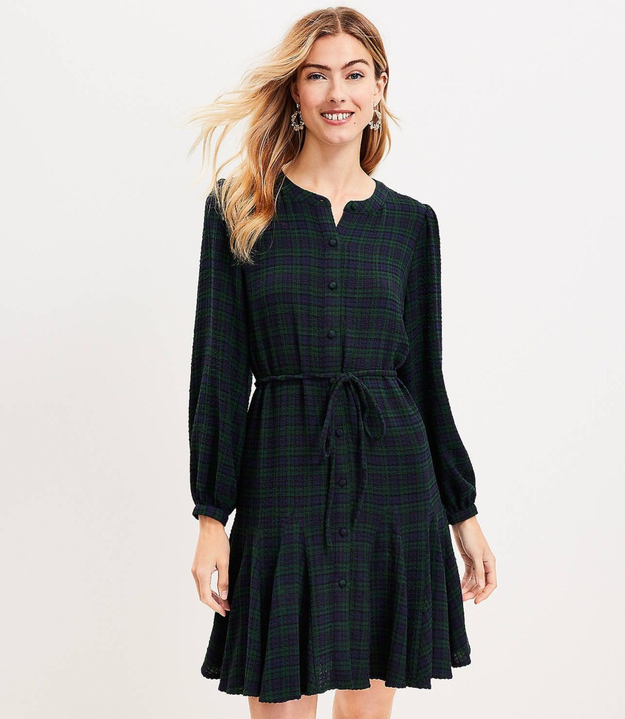 Clothing Loft | Plaid Godet Shirtdress Sailor Navy