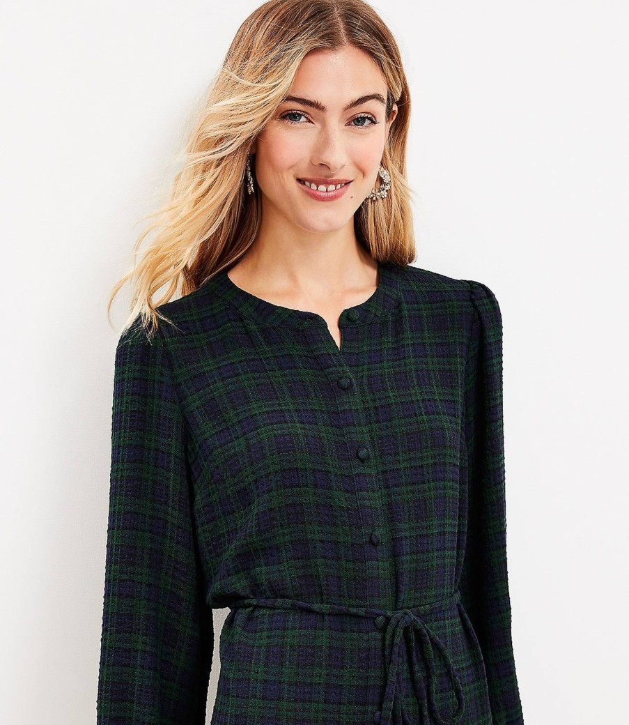 Clothing Loft | Plaid Godet Shirtdress Sailor Navy