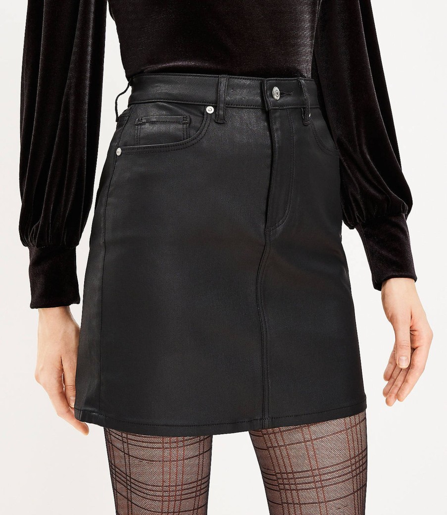 Clothing Loft | Coated Denim Skirt In Black Black Coated