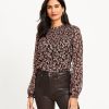 Clothing Loft | Shimmer Vine Pleated Yoke Blouse Black