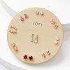 Accessories & Shoes Loft | Bow Sparkle Stud Earring Set Tango Red