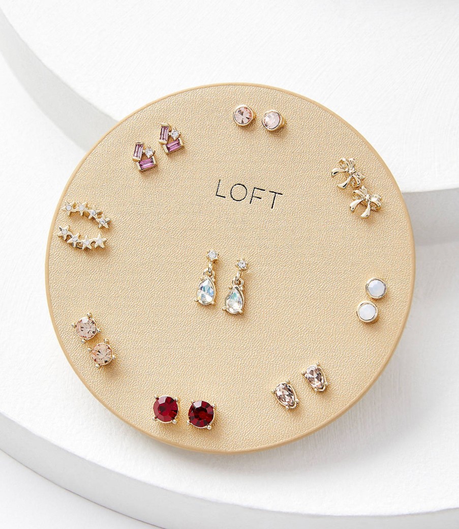 Accessories & Shoes Loft | Bow Sparkle Stud Earring Set Tango Red