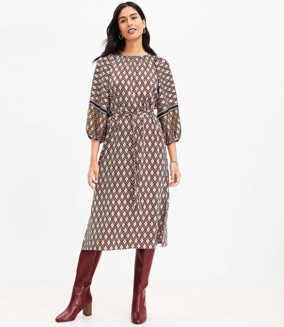 Clothing Loft | Foulard Puff Sleeve Midi Dress Magical Plum